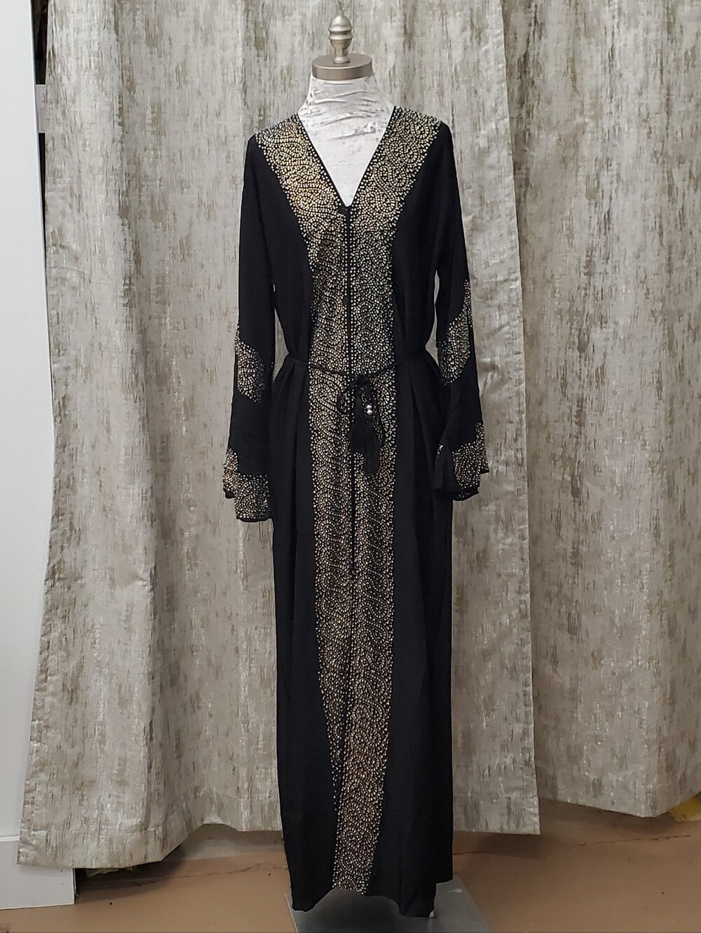 Rhinestone Embellished Abaya W/Headscarf